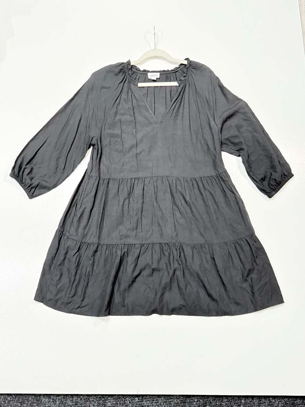 The Drop Womens Black Tiered Babydoll Dress Size XL Cottage Glam Witchy Whismigo